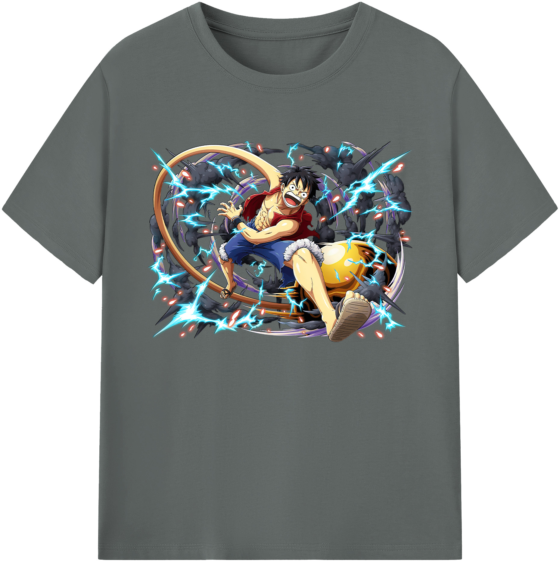 ワンピース モンキー・D・ルフィ ONE PIECE Monkey D. Luffy 綿100％ メンズ半袖Tシャツ｜肌触りやわらか＆通気性